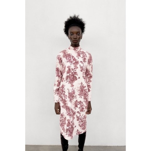 Zara Dresses & Skirts - ZARA Women's Soft Knit Floral Long Sleeve Maxi Dress